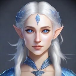 Create a detailed portrait of a female elf rune carver