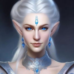 Create a detailed portrait of a female elf rune carver