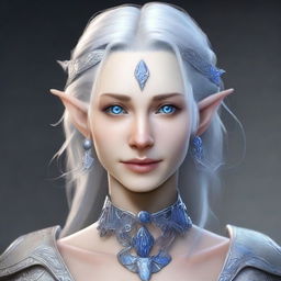 Create a detailed portrait of a female elf rune carver