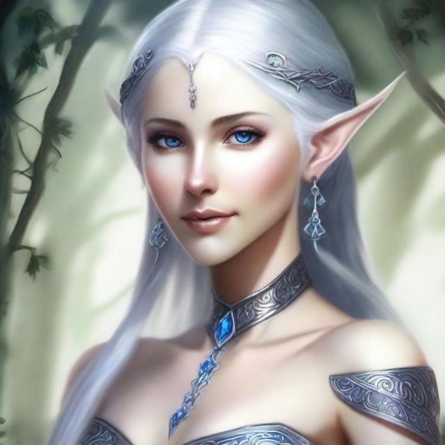 Create a detailed portrait of a female elf blade singer