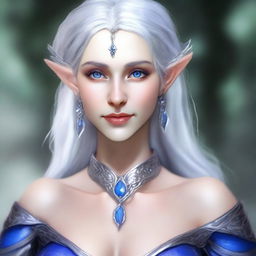 Create a detailed portrait of a female elf blade singer