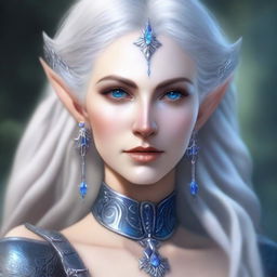 Create a detailed portrait of a female elf blade singer