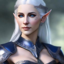 Create a detailed portrait of a female elf blade singer