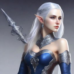 Create a detailed portrait of a female elf blade singer