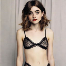 Create an image of Natalia Dyer in lingerie, emphasizing her elegance and style