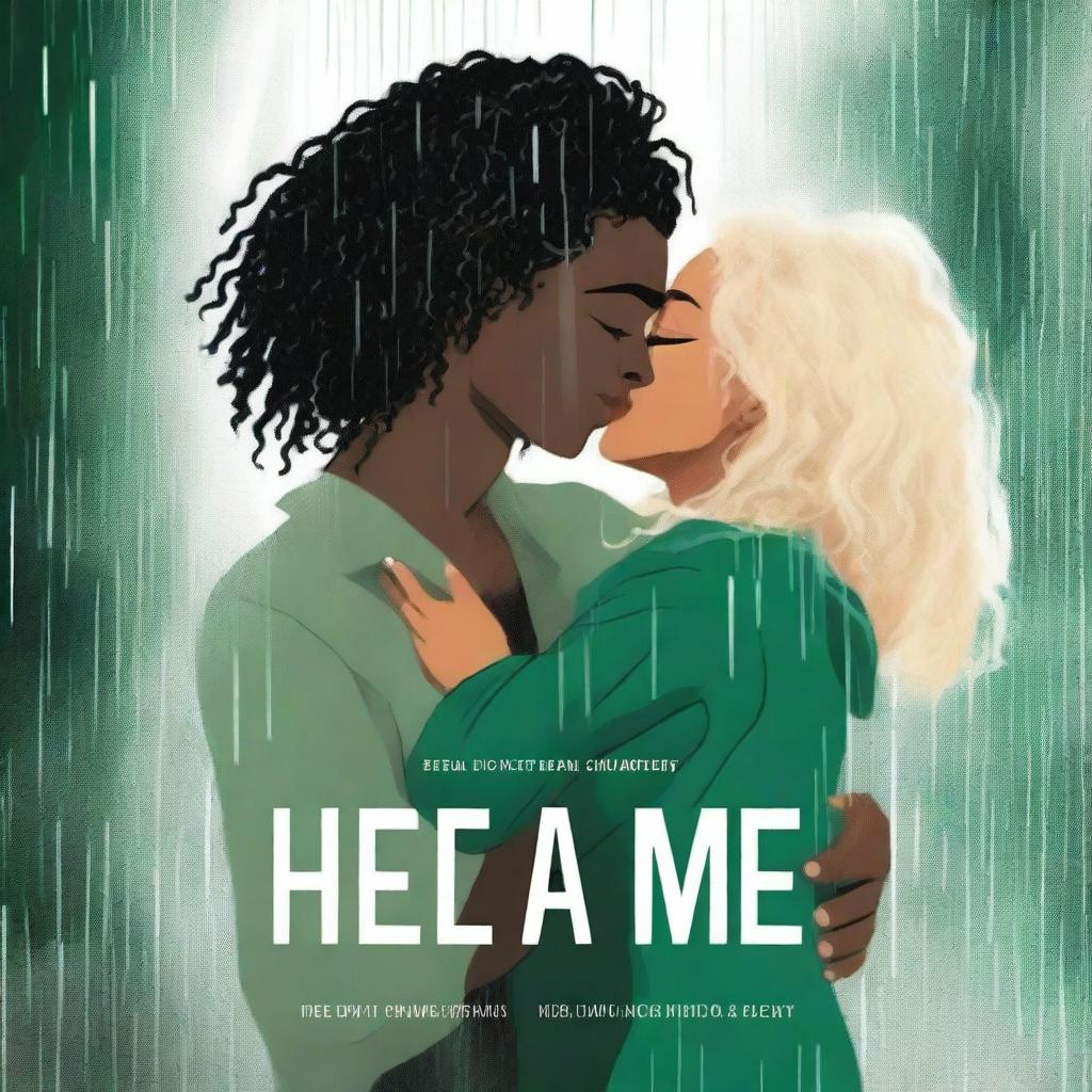 A light-skinned black woman with long curly hair with blond highlights, with tears in her eyes, hugging a tall white man with green eyes and short black hair in the rain