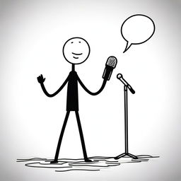 A poorly drawn stickman singing into a poorly drawn microphone on an empty background