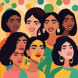 Create an image featuring diverse women from different backgrounds and cultures, showcasing their unique styles and personalities in a vibrant and positive setting