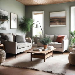 Generate a cozy and warm living space, maintaining the existing furniture as shown in the reference photo