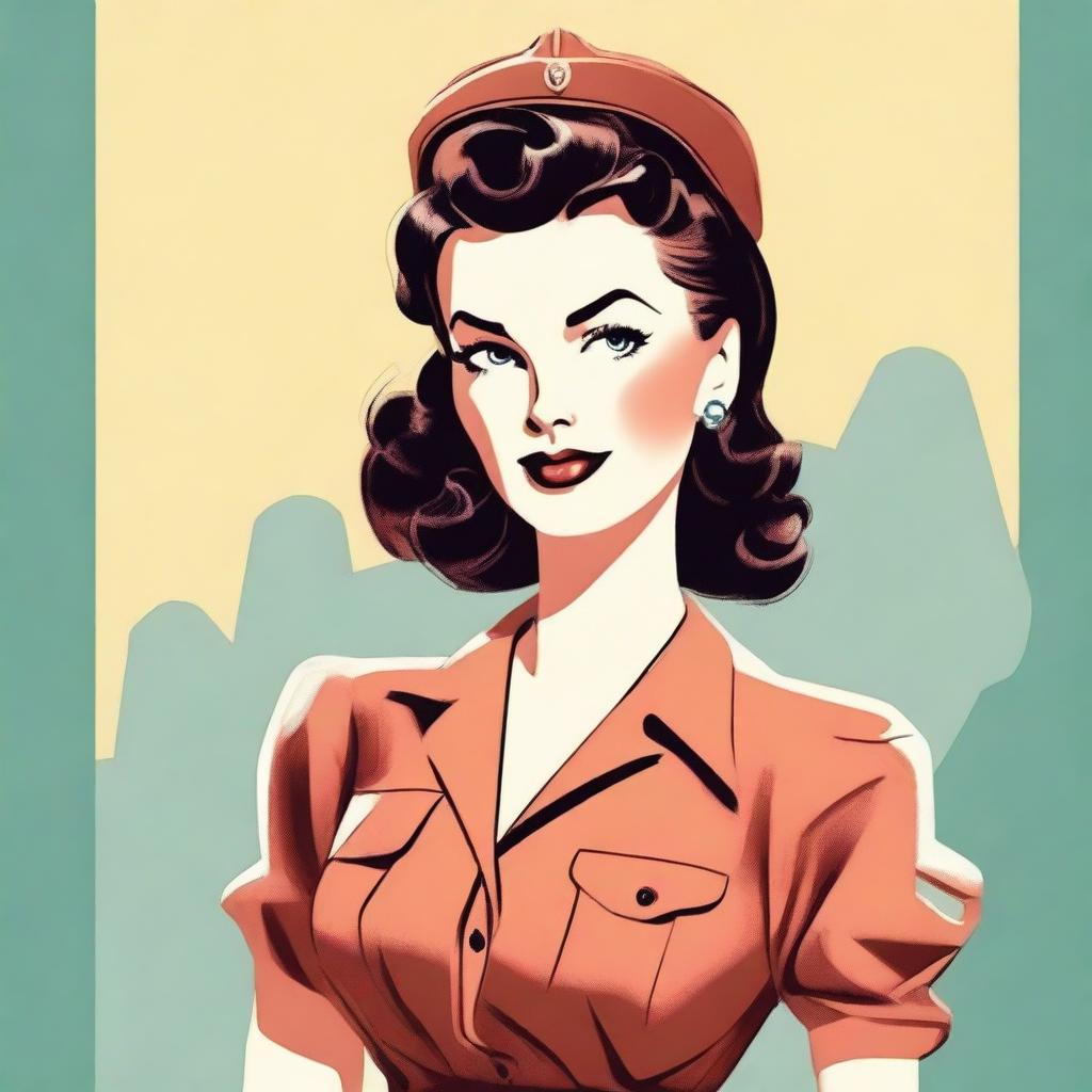 Create an illustration of a character inspired by 1940s art style