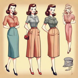 Create an illustration of a character inspired by 1940s art style