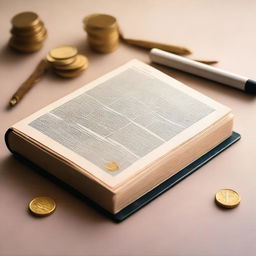 An image depicting the theme 'Finanças à Luz da Bíblia', showing a Bible open with golden coins and financial documents around it