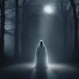 A ghost standing in the middle of a road