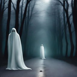 A ghost standing in the middle of a road