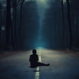 A deceased girl lying in the middle of a deserted road