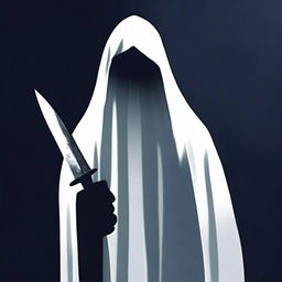 A ghost staring directly ahead, holding a knife in its hand