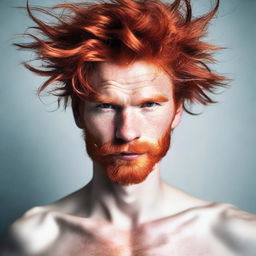 A vibrant and striking image of a red-headed person with captivating features, showcasing their fiery hair and confident demeanor