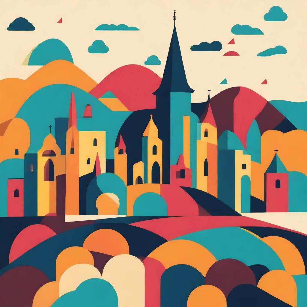 Create an abstract image representing the Romanian city of Cluj