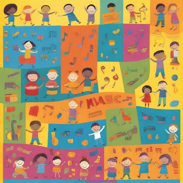 A vibrant and playful book cover for a children's music book