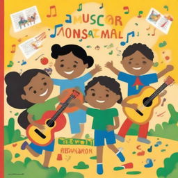 A book cover for 'Musicalização Infantil' with the subtitle 'O valor da música no desenvolvimento das crianças na primeira infância'