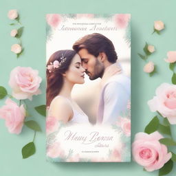 A beautiful and captivating book cover for a romance novel, featuring a serene and dreamy background with soft pastel colors