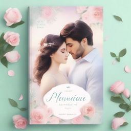 A beautiful and captivating book cover for a romance novel, featuring a serene and dreamy background with soft pastel colors