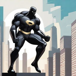 Create an image of a Black superhero in a dynamic and powerful pose