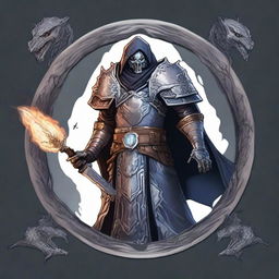 Create a detailed Dungeons & Dragons token featuring an undead revenant paladin of the Order of the Silver Dragon