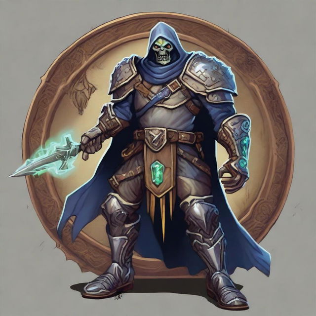 Create a detailed Dungeons & Dragons token featuring a zombie paladin of the Order of the Silver Dragon