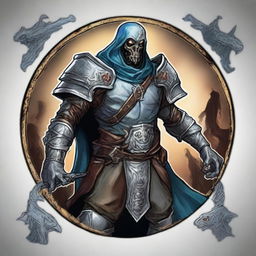 Create a detailed Dungeons & Dragons token featuring a zombie paladin of the Order of the Silver Dragon