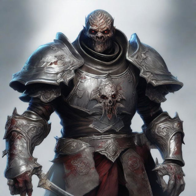 A highly detailed and realistic image of a zombie paladin from The Order of the Silver Dragon