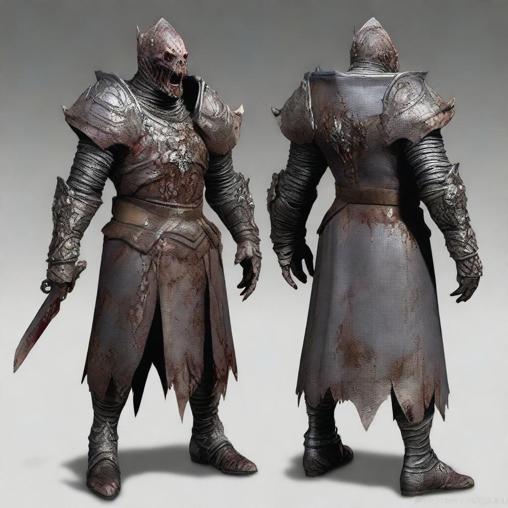 A highly detailed and realistic image of a zombie paladin from The Order of the Silver Dragon