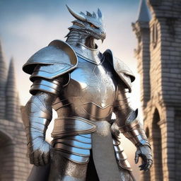 A heroic human paladin without a helmet, clad in gleaming silver armor