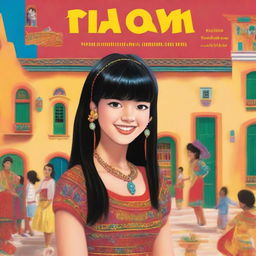 A book cover featuring a teenage girl named Naomi with black hair, straight bangs, and braces who moves to Spain