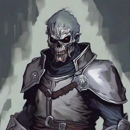 A detailed illustration of a Dungeons & Dragons character: a Human Paladin who has been turned into a zombie