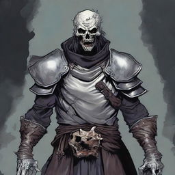 A detailed illustration of a Dungeons & Dragons character: a Human Paladin who has been turned into a zombie