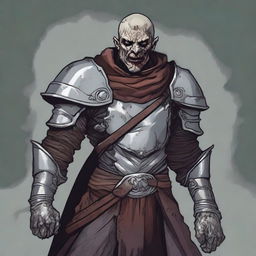 A detailed illustration of a Dungeons & Dragons character: a Human Paladin who has been turned into a zombie