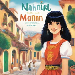 A book cover featuring a teenage girl named Naomi with black hair, straight bangs, and braces who moves to Spain