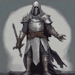 A detailed illustration of a Dungeons & Dragons character: a Human Paladin who has been turned into a revenant