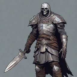 A detailed illustration of a Dungeons & Dragons character: a Human Paladin who has been turned into a revenant