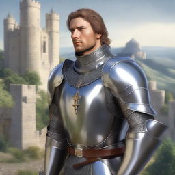 A detailed medieval portrait of a male human paladin