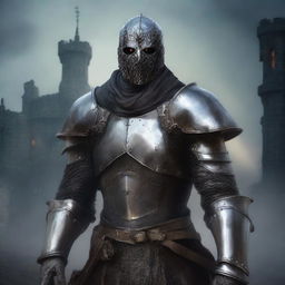 A detailed medieval portrait of an undead male human paladin