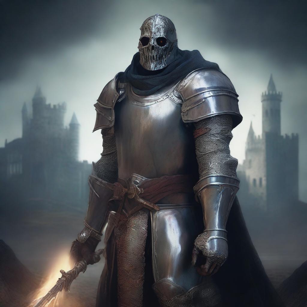 A detailed medieval portrait of an undead male human paladin