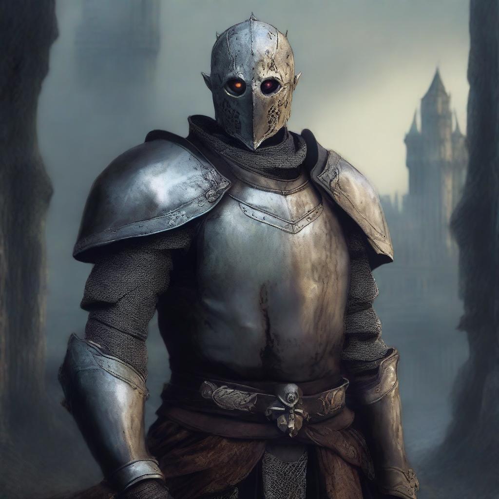 A detailed medieval portrait of an undead male human paladin