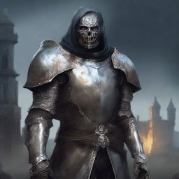 A detailed medieval portrait of an undead male human paladin