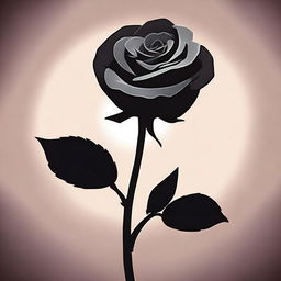 A cartoon-style rose under a spotlight, with a dramatic shadow cast behind it