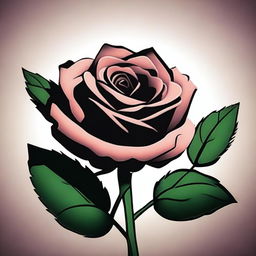 A cartoon-style rose under a spotlight, with a dramatic shadow cast behind it