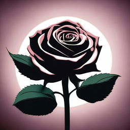 A cartoon-style rose under a spotlight, with a dramatic shadow cast behind it