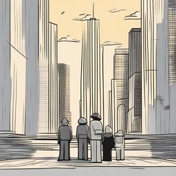 A cartoon-style movie poster depicting a scene related to the events of 9/11