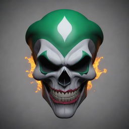 A 3D rendition of a sad Joker Skull Prestige Icon influenced by Call of Duty, combining the chilling aura of a skull with admired joker elements.